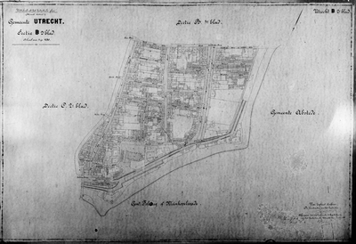 818094 Kadastrale kaart (minuutplan) van de gemeente Utrecht, Sectie B, tweede blad met de grenzen van het ...